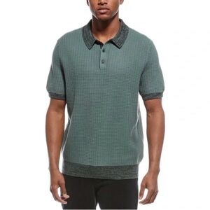 Scotch‎ & Soda Polo Sweater Men M Forest Green Marled Rib Short Sleeve